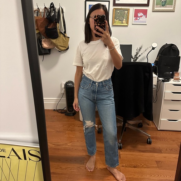 LEVIS 501 STRAIGHT ANKLE JEANS - Picture 1 of 8